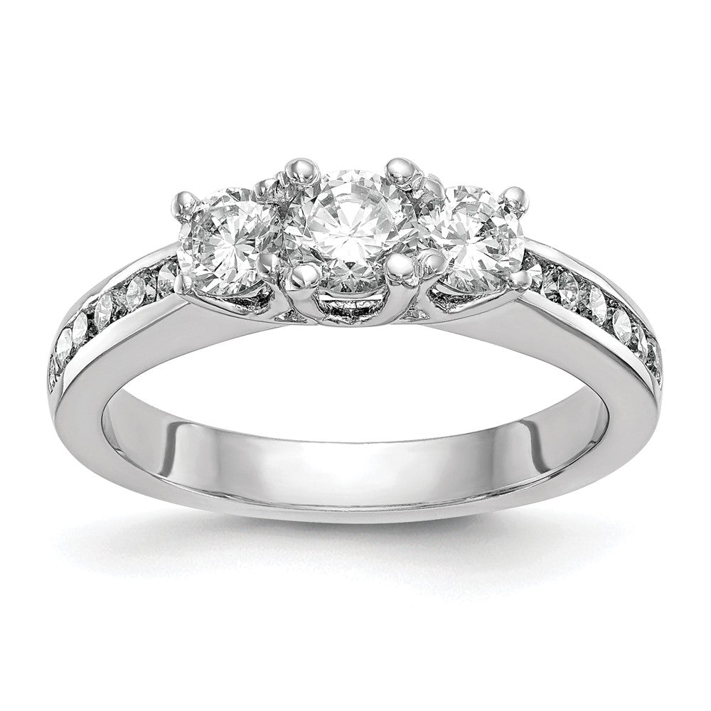 14K Weißgold Verlobungsring mit 0,625 ct. im Labor gezüchteten Diamanten VS/SI+ G+, Drei-Stein