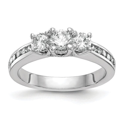 14K Weißgold Verlobungsring mit 3 simulierten Diamanten