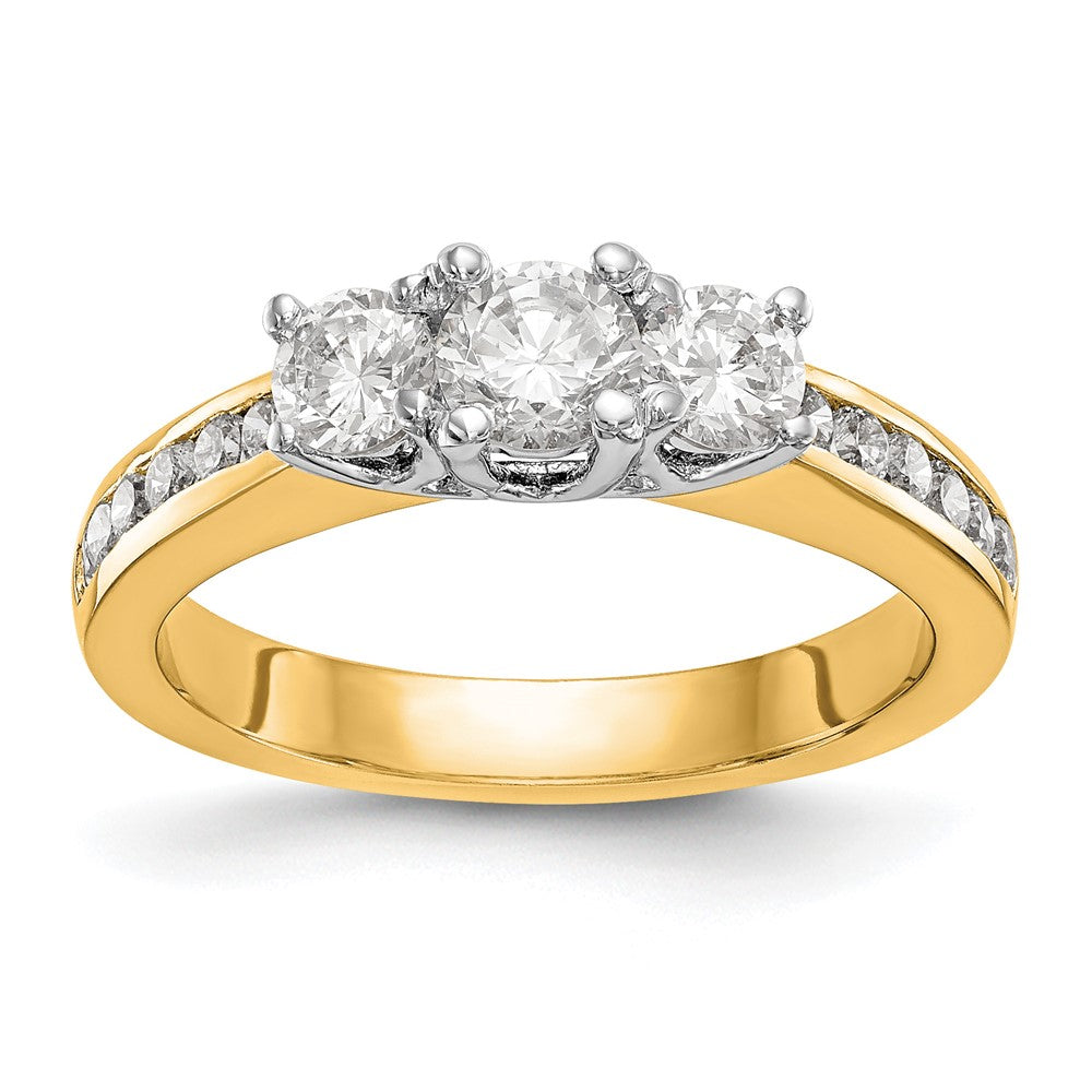 14K Verlobungsring Bicolor mit 3 Zirkonia