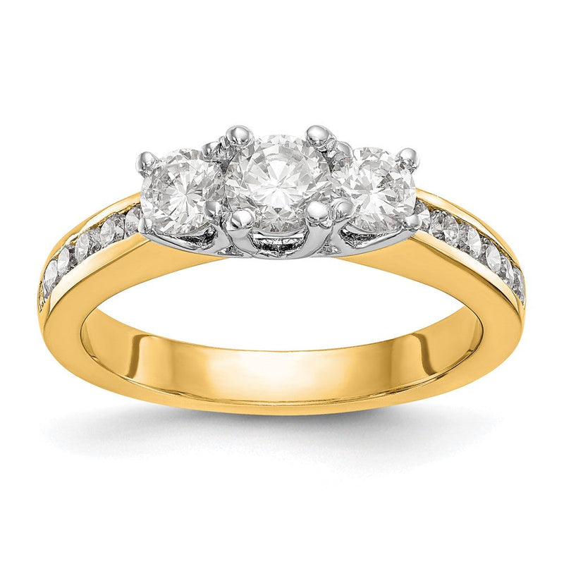 14K Verlobungsring Bicolor mit 3 Zirkonia