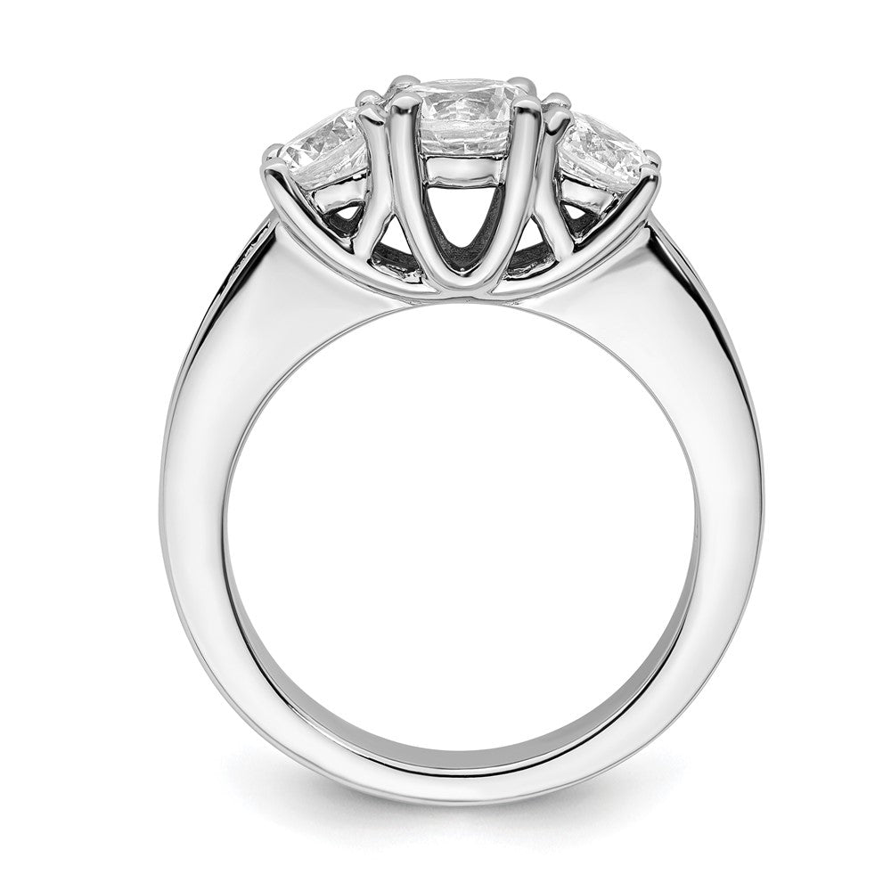14K Weißgold Verlobungsring mit 3 simulierten Diamanten