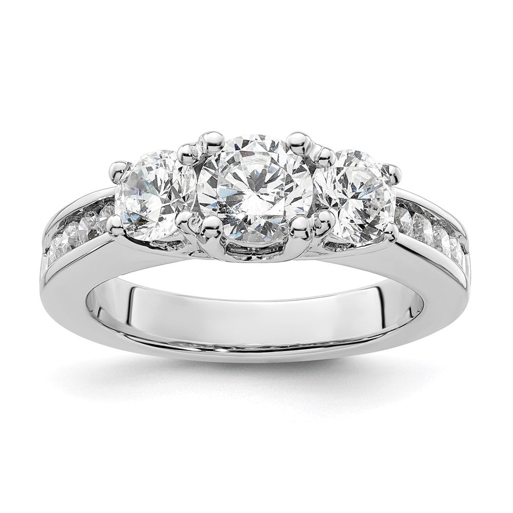 14K Weißgold Verlobungsring mit 3 simulierten Diamanten