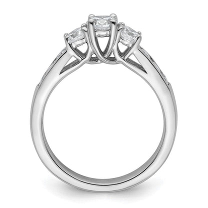 585 Weißgold Verlobungsring mit 3 simulierten Diamanten