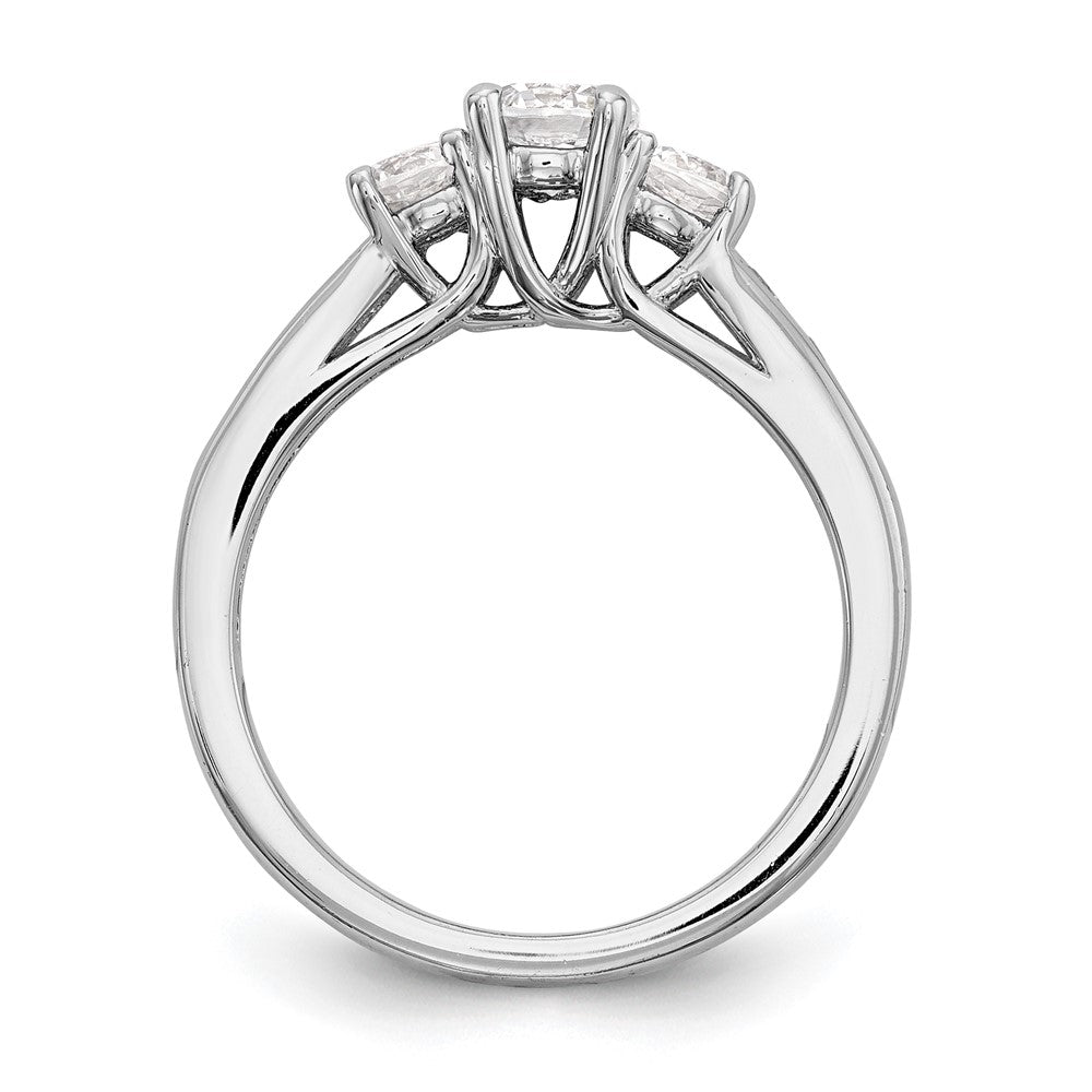 14K Weißgold Dreistein-Verlobungsring mit simulierten Diamanten