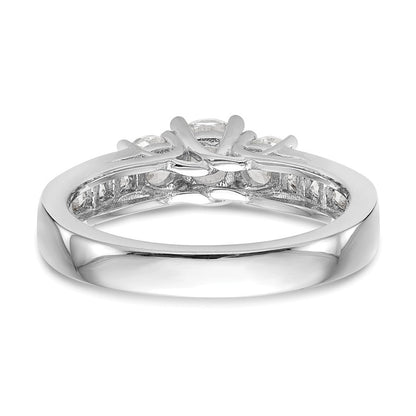 14K Weißgold Dreistein-Verlobungsring mit simulierten Diamanten