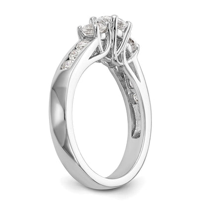 14K Weißgold Dreistein-Verlobungsring mit simulierten Diamanten