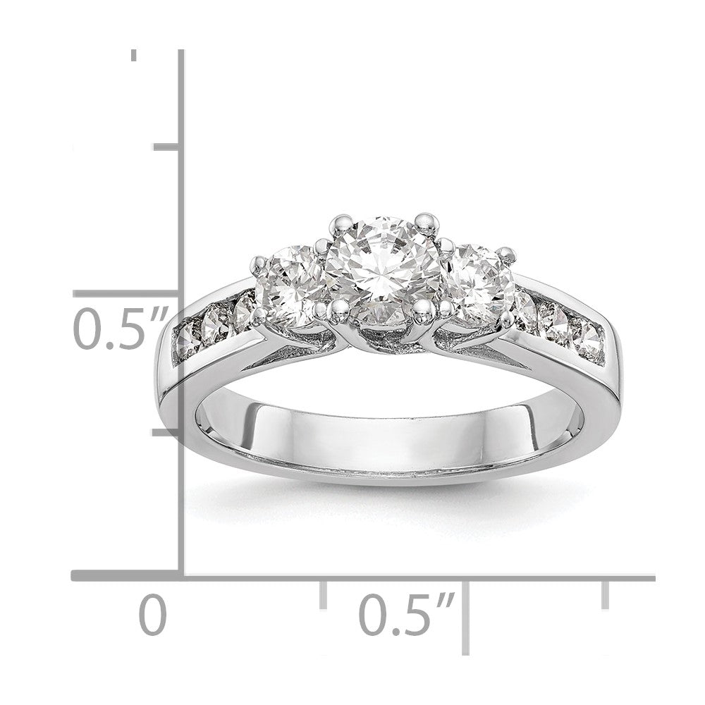 14K Weißgold Dreistein-Verlobungsring mit simulierten Diamanten