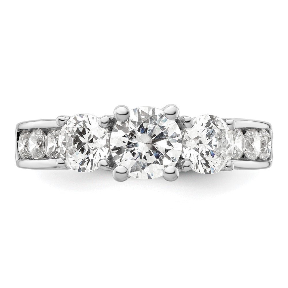 Verlobungsring aus 14K Weißgold mit drei simulierten Diamanten