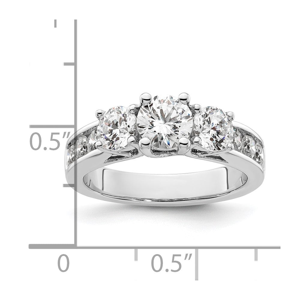 Verlobungsring aus 14K Weißgold mit drei simulierten Diamanten