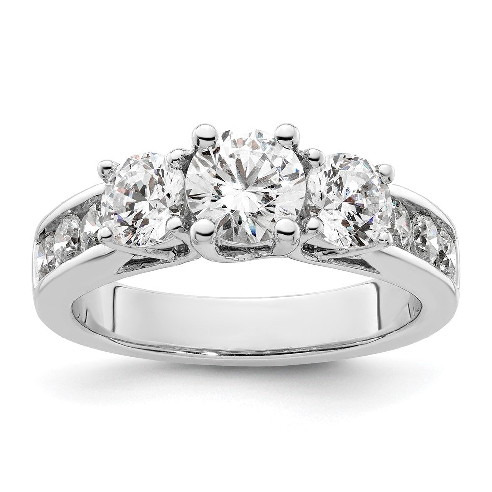Verlobungsring aus 14K Weißgold mit drei simulierten Diamanten
