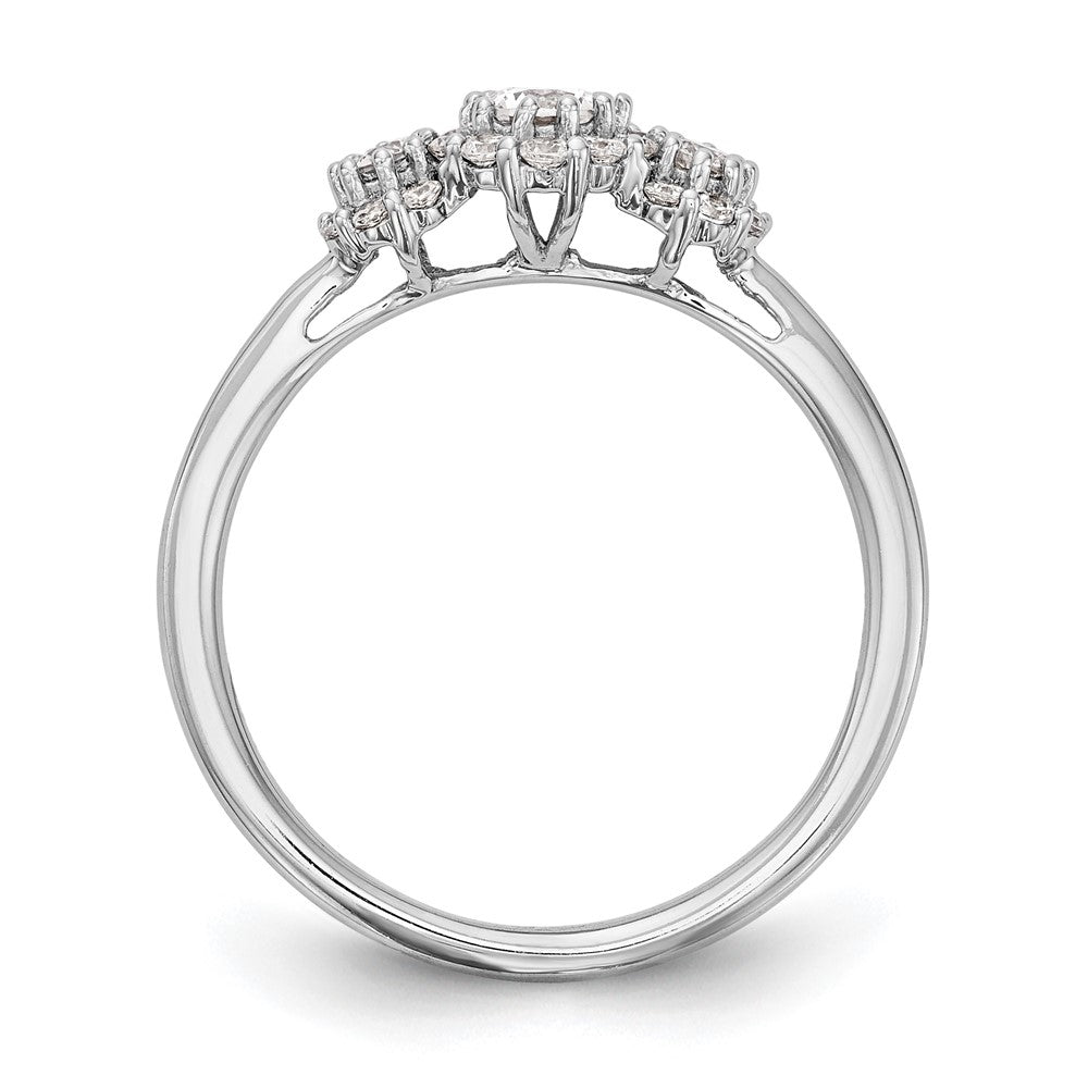 14K Weißgold Verlobungsring mit 3 simulierten Diamanten