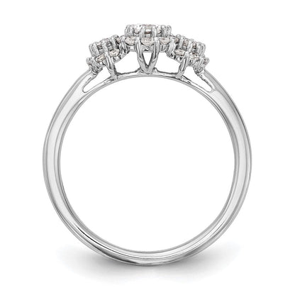 14K Weißgold Verlobungsring mit 3 simulierten Diamanten