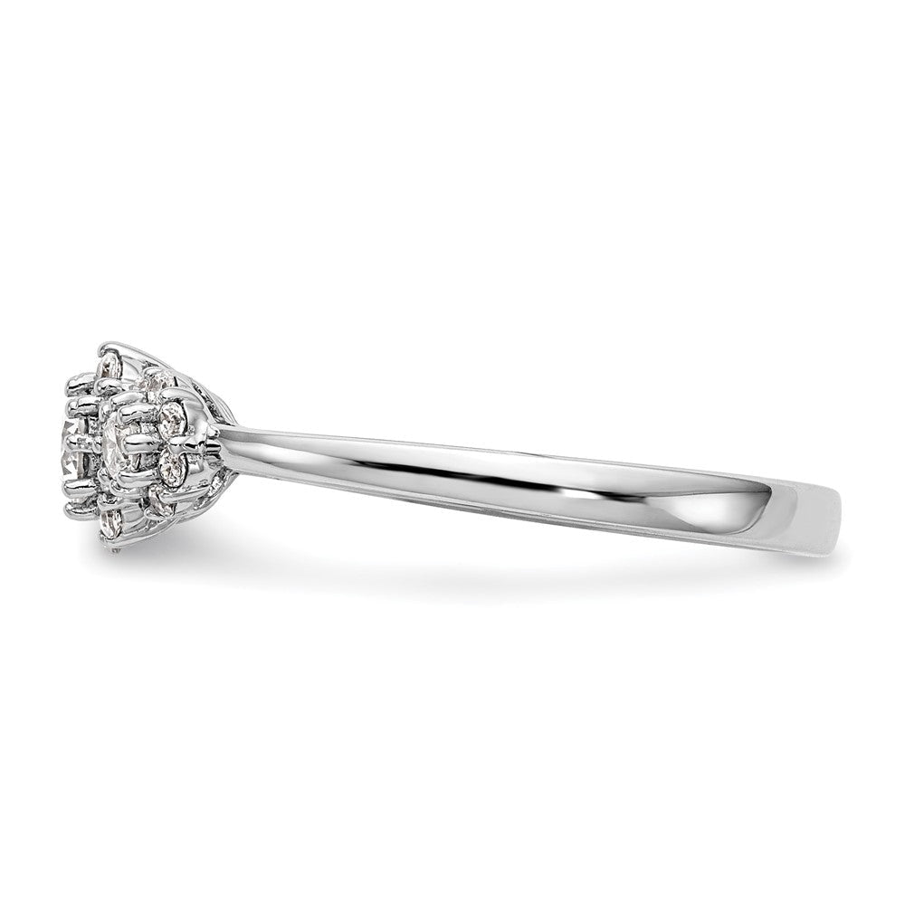 14K Weißgold Verlobungsring mit 3 simulierten Diamanten