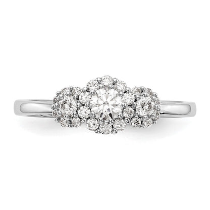 14K Weißgold Verlobungsring mit 3 simulierten Diamanten