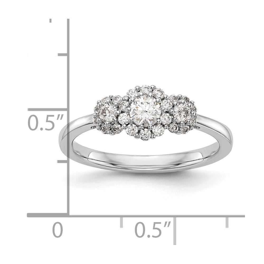 14K Weißgold Verlobungsring mit 3 simulierten Diamanten