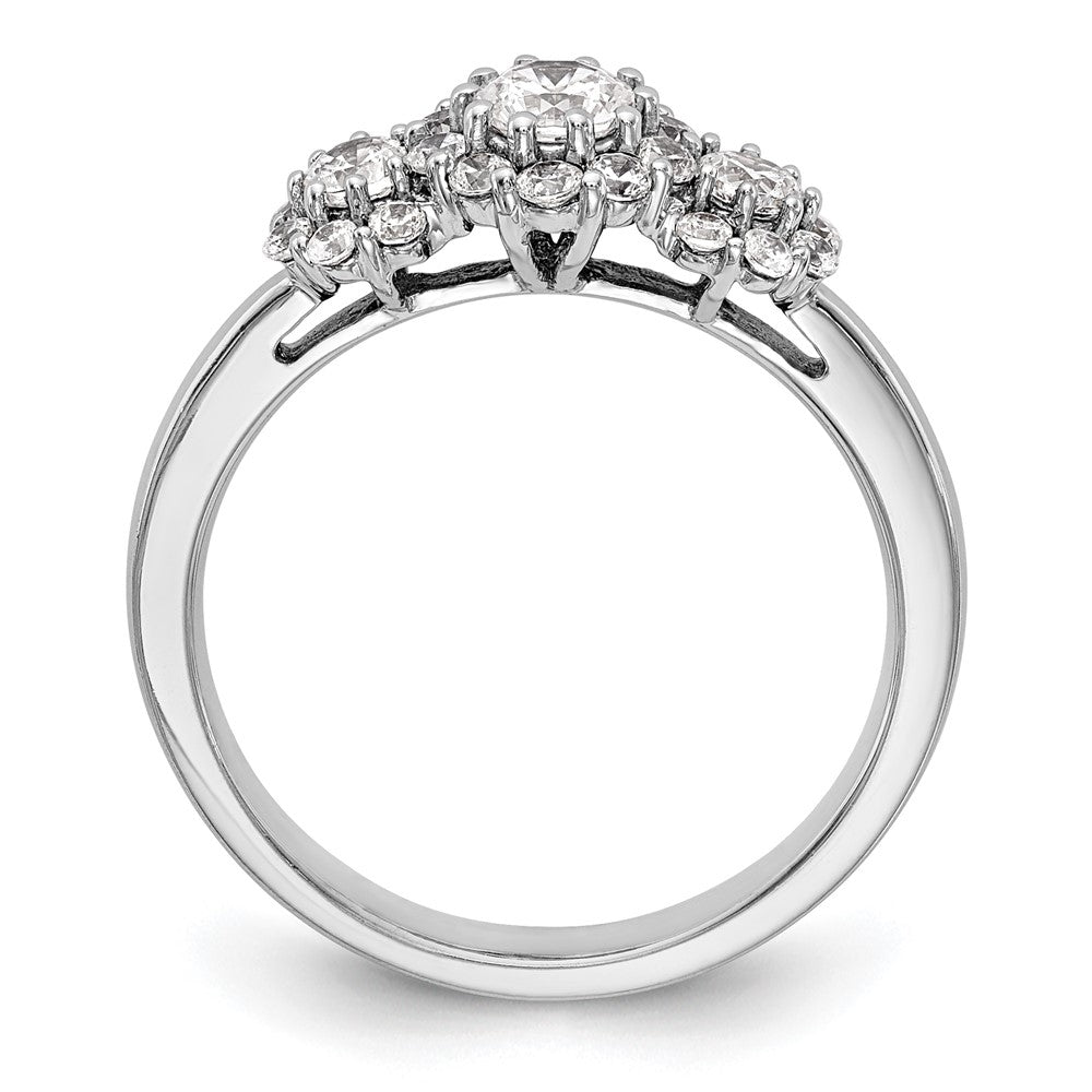 14K Weißgold Dreistein-Verlobungsring mit simulierten Diamanten
