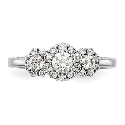 14K Weißgold Dreistein-Verlobungsring mit simulierten Diamanten