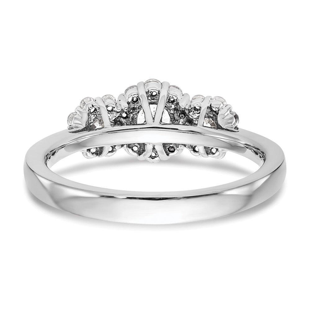 14K Weißgold Dreistein-Verlobungsring mit simulierten Diamanten