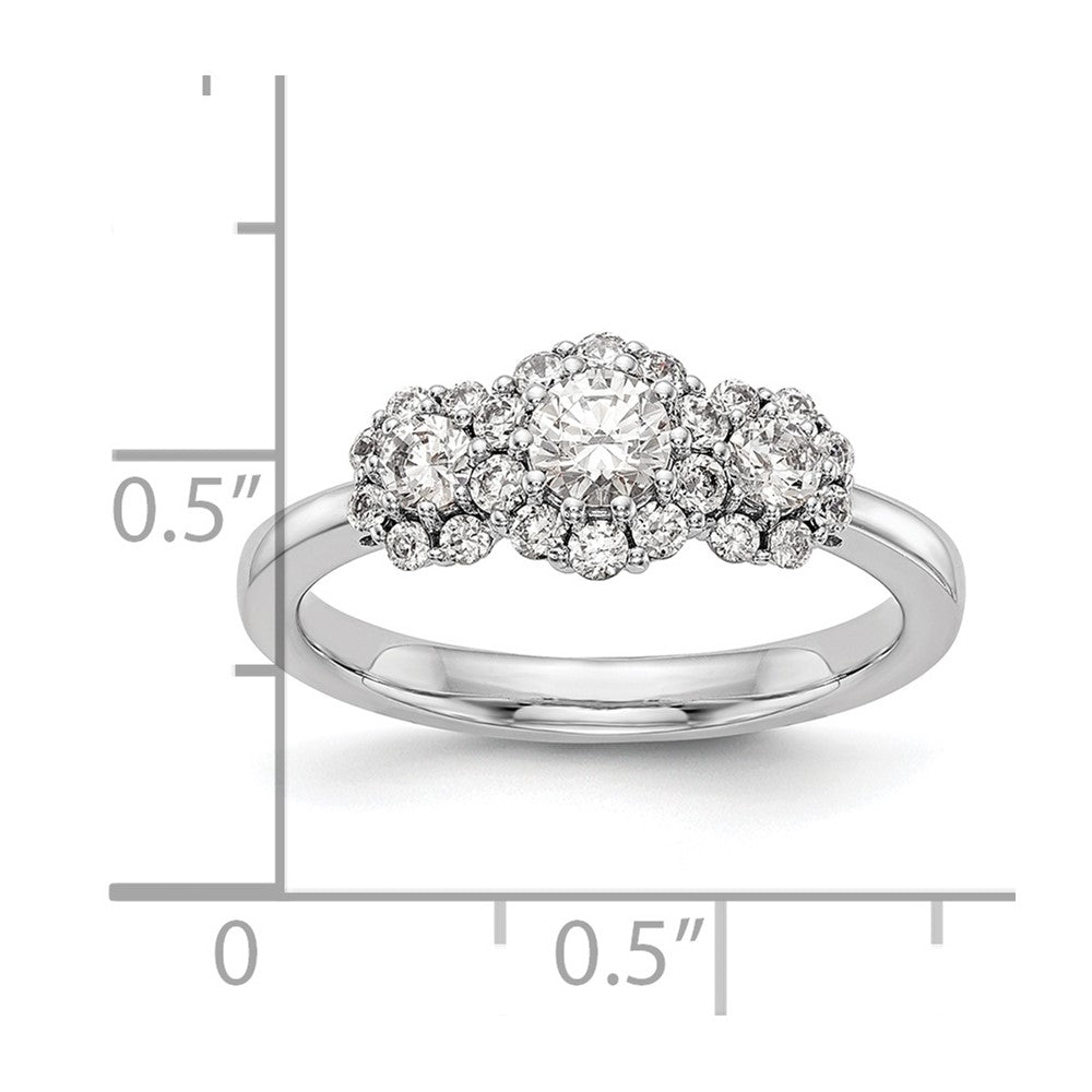 14K Weißgold Dreistein-Verlobungsring mit simulierten Diamanten