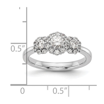 14K Weißgold Dreistein-Verlobungsring mit simulierten Diamanten