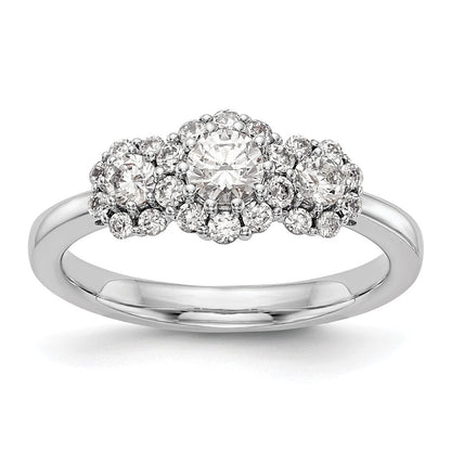 14K Weißgold Dreistein-Verlobungsring mit simulierten Diamanten