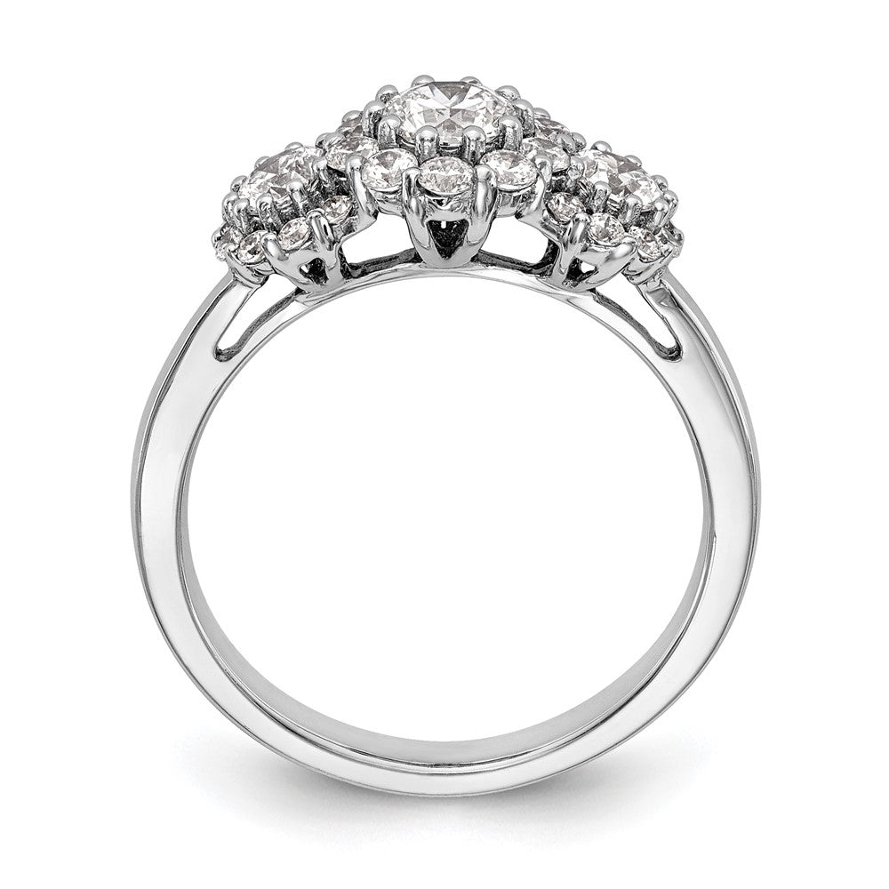 14K Weißgold Dreistein-Verlobungsring mit simulierten Diamanten