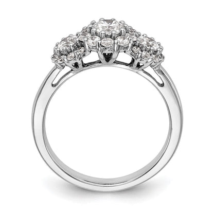 14K Weißgold Dreistein-Verlobungsring mit simulierten Diamanten