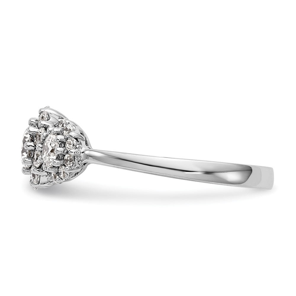14K Weißgold Dreistein-Verlobungsring mit simulierten Diamanten