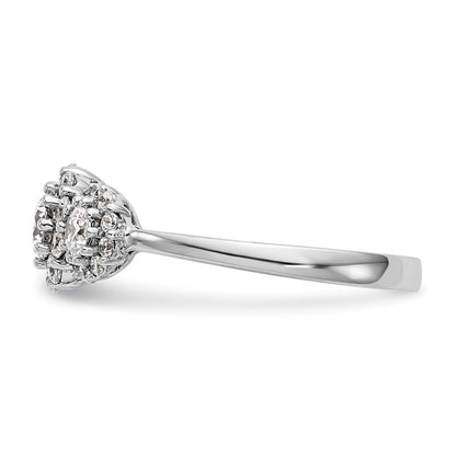 14K Weißgold Dreistein-Verlobungsring mit simulierten Diamanten