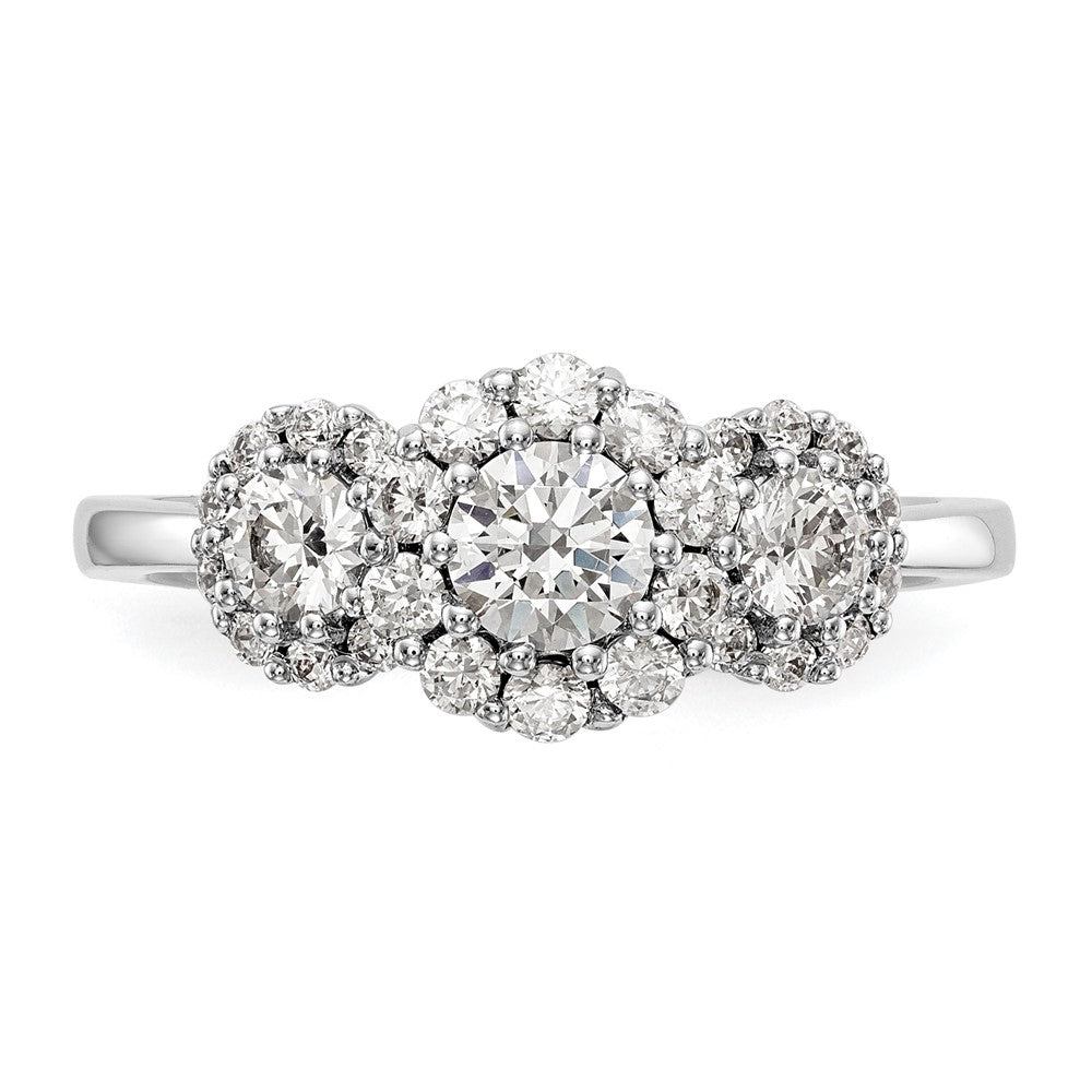 14K Weißgold Dreistein-Verlobungsring mit simulierten Diamanten