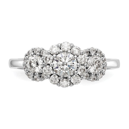 14K Weißgold Dreistein-Verlobungsring mit simulierten Diamanten