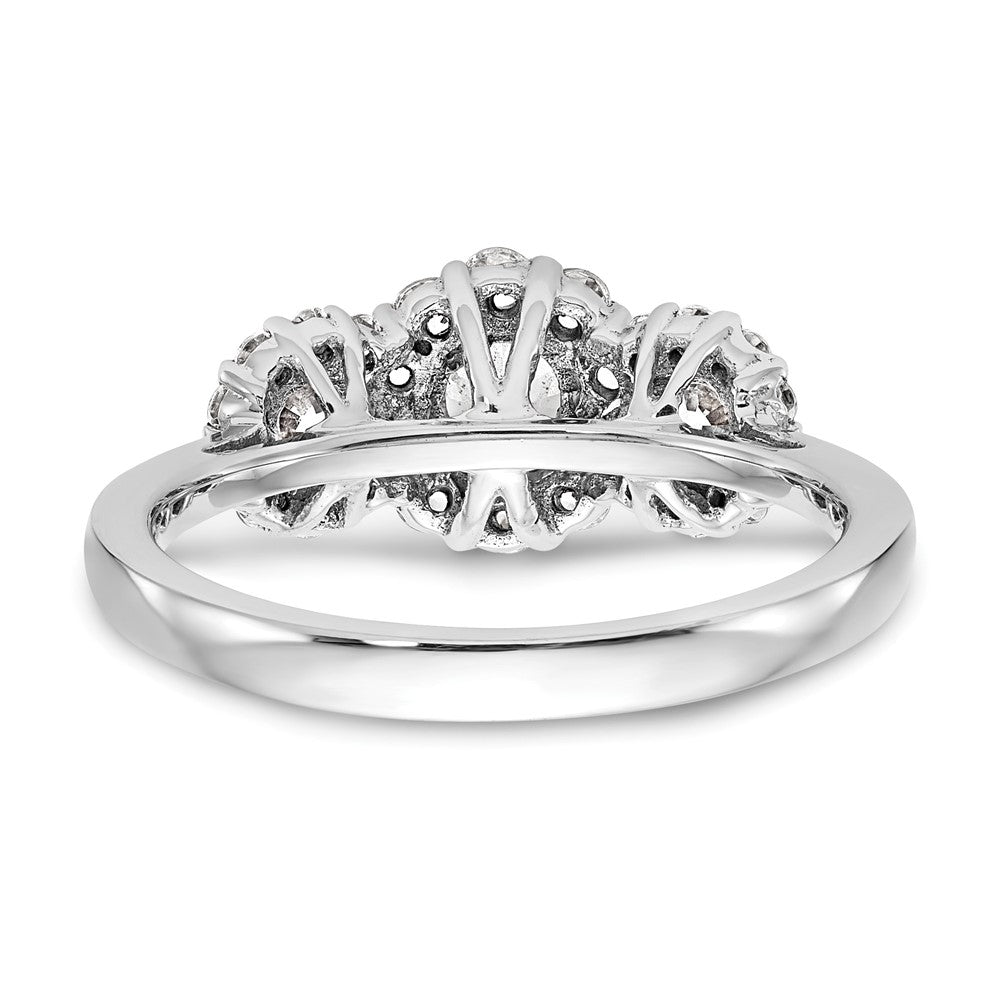 14K Weißgold Dreistein-Verlobungsring mit simulierten Diamanten
