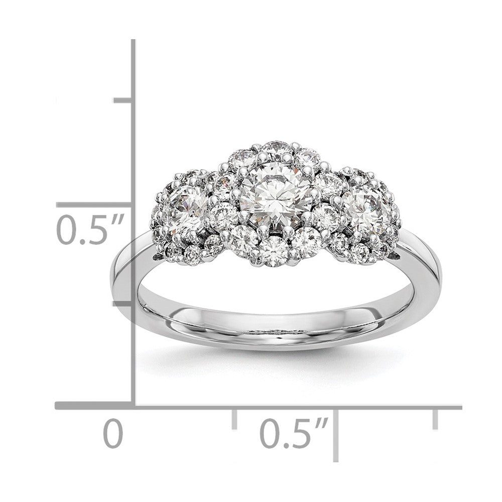 14K Weißgold Dreistein-Verlobungsring mit simulierten Diamanten