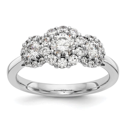 14K Weißgold Dreistein-Verlobungsring mit simulierten Diamanten