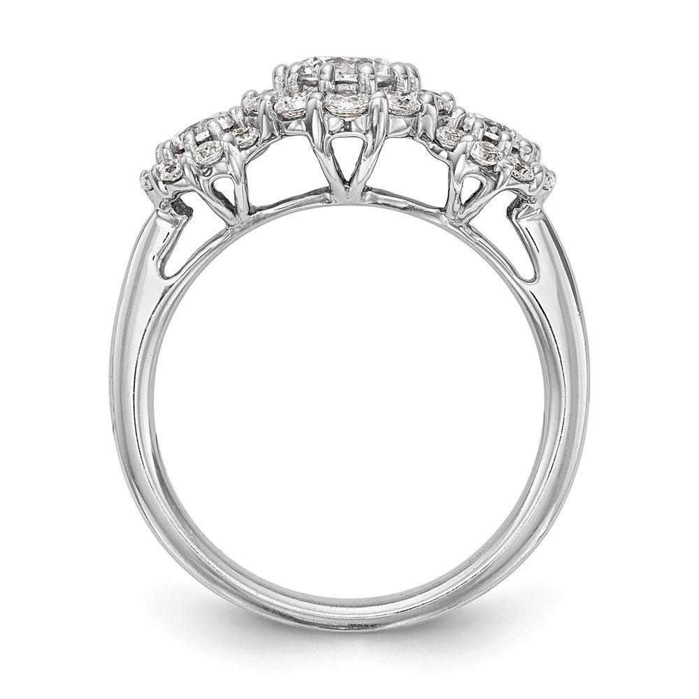 14K Weißgold Verlobungsring mit 3 simulierten Diamanten