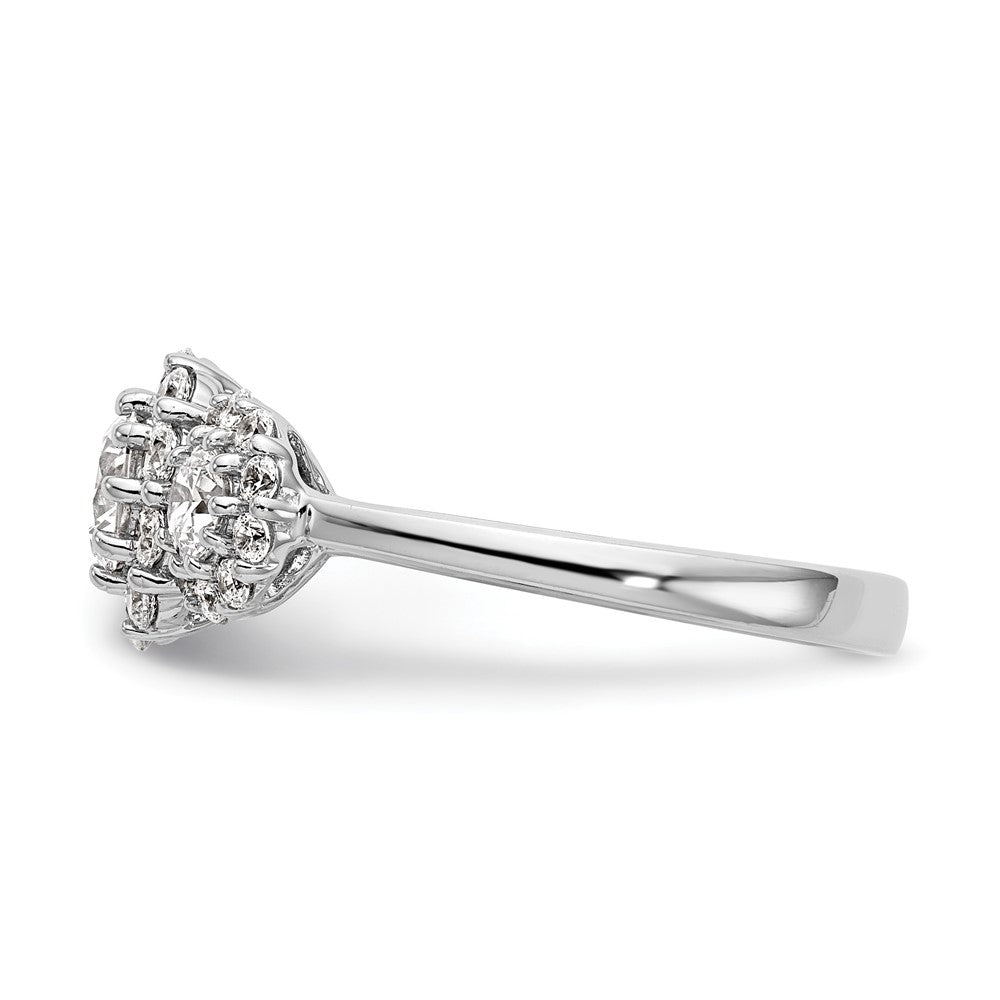 14K Weißgold Verlobungsring mit 3 simulierten Diamanten