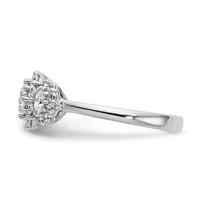 14K Weißgold Verlobungsring mit 3 simulierten Diamanten