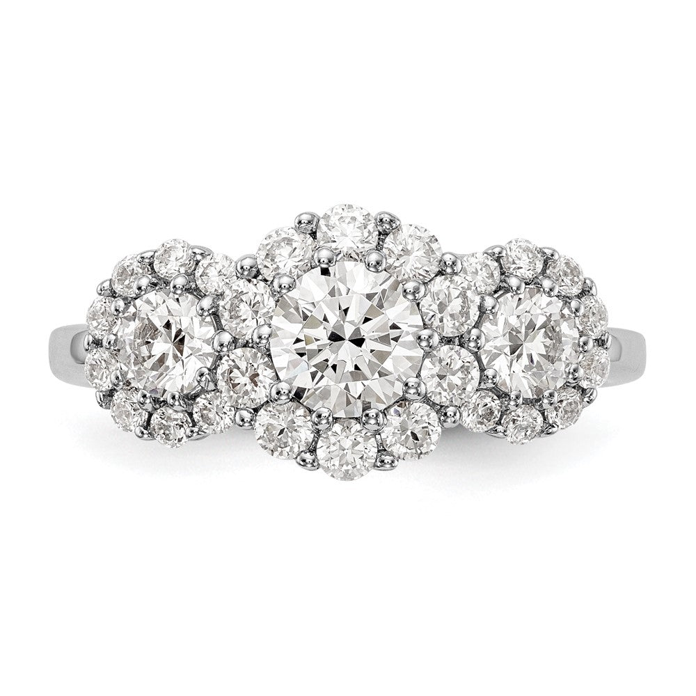 14K Weißgold Verlobungsring mit 3 simulierten Diamanten