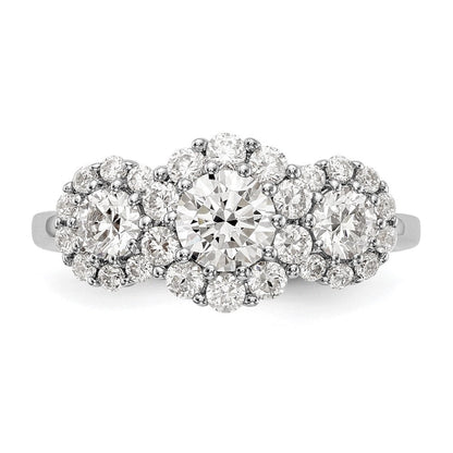 14K Weißgold Verlobungsring mit 3 simulierten Diamanten