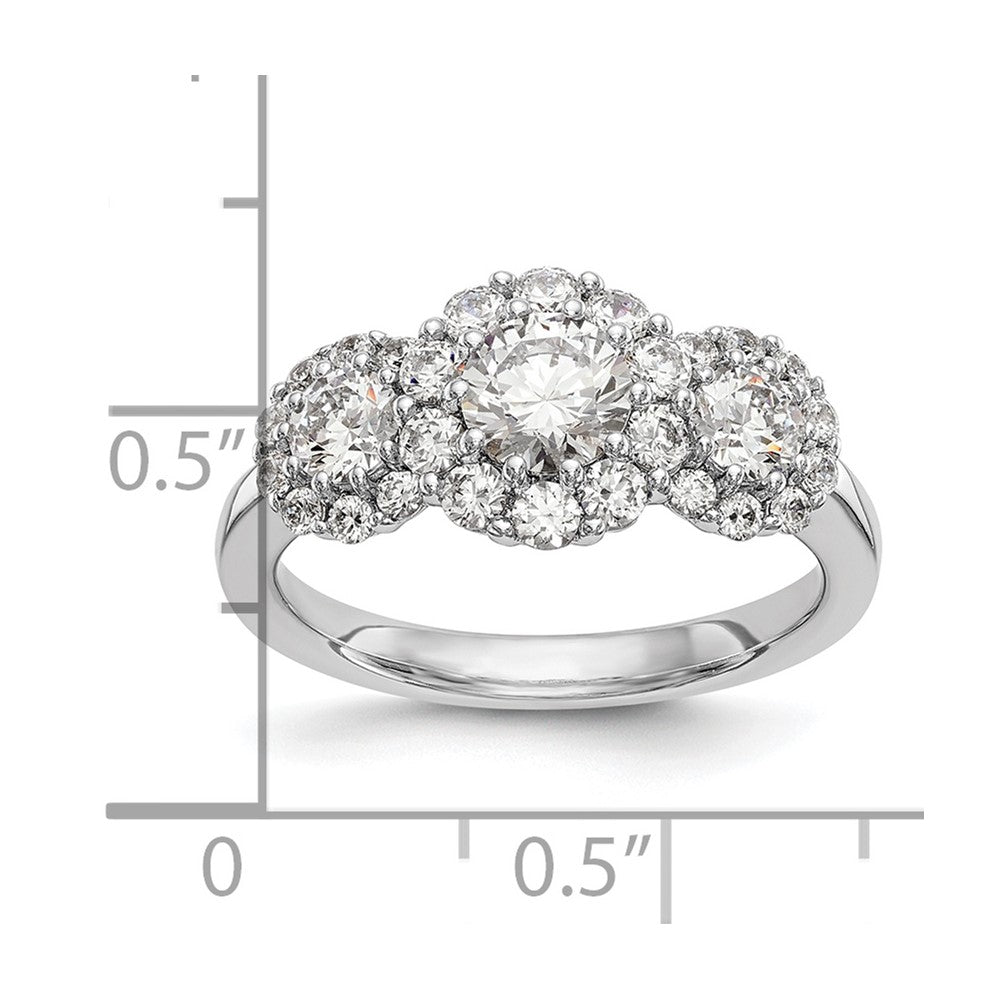 14K Weißgold Verlobungsring mit 3 simulierten Diamanten