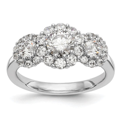 14K Weißgold Verlobungsring mit 3 simulierten Diamanten
