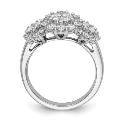 14K Weißgold Verlobungsring mit 3 simulierten Diamanten