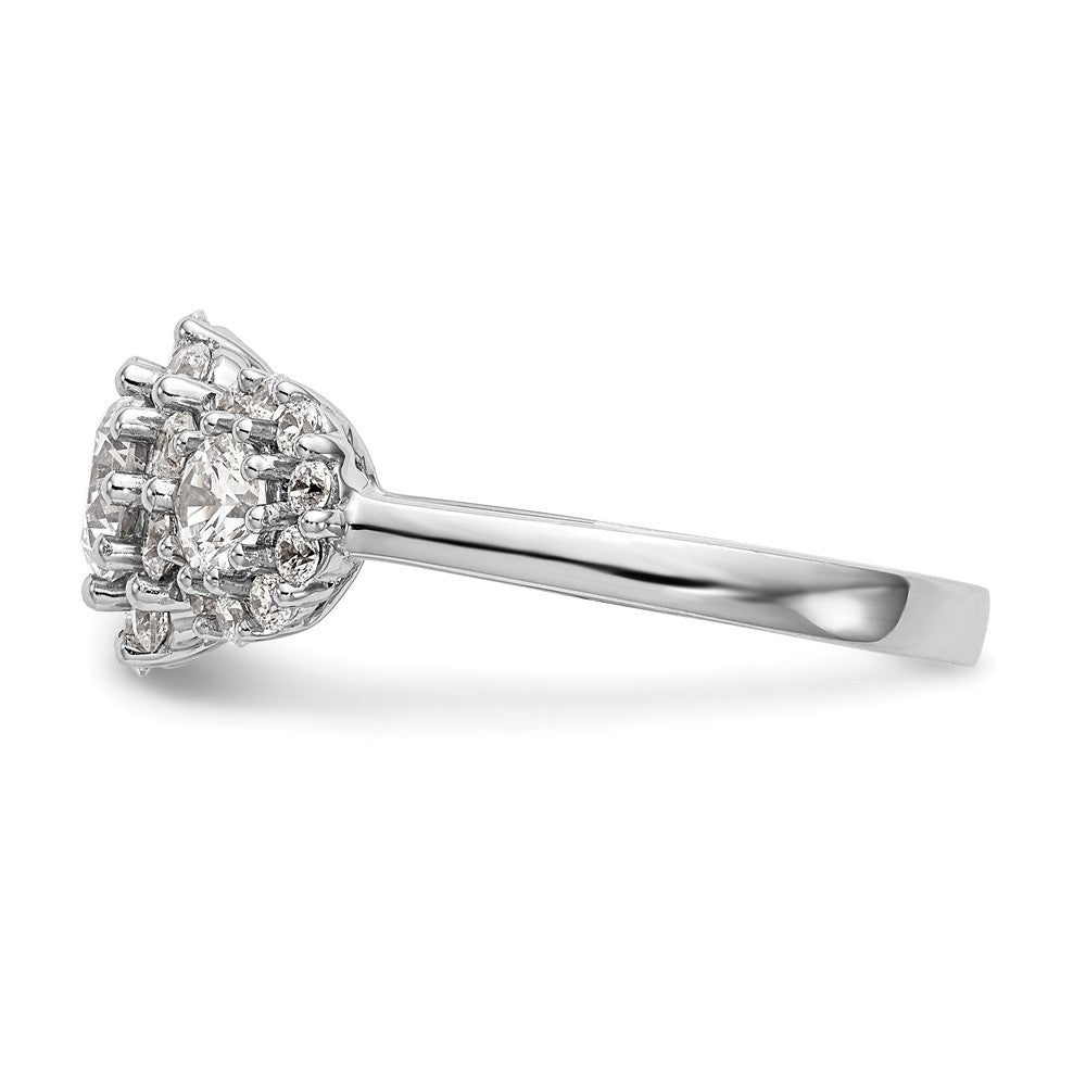 14K Weißgold Verlobungsring mit 3 simulierten Diamanten