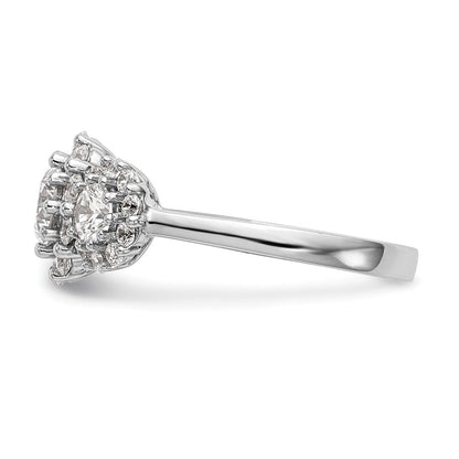 14K Weißgold Verlobungsring mit 3 simulierten Diamanten