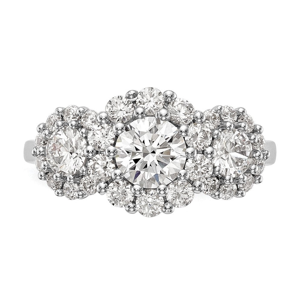 14K Weißgold Verlobungsring mit 3 simulierten Diamanten
