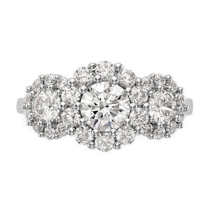 14K Weißgold Verlobungsring mit 3 simulierten Diamanten
