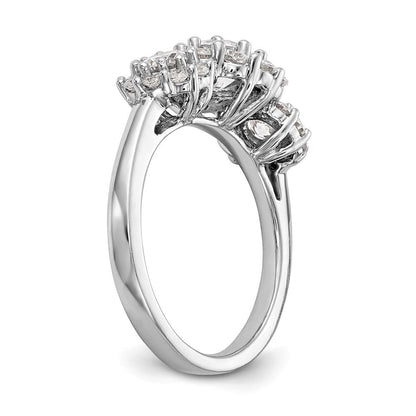 14K Weißgold Verlobungsring mit 3 simulierten Diamanten