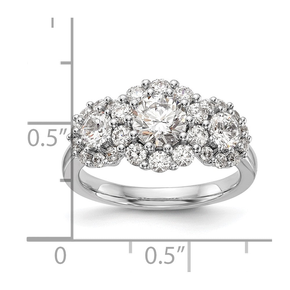 14K Weißgold Verlobungsring mit 3 simulierten Diamanten