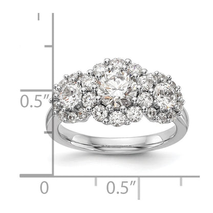 14K Weißgold Verlobungsring mit 3 simulierten Diamanten