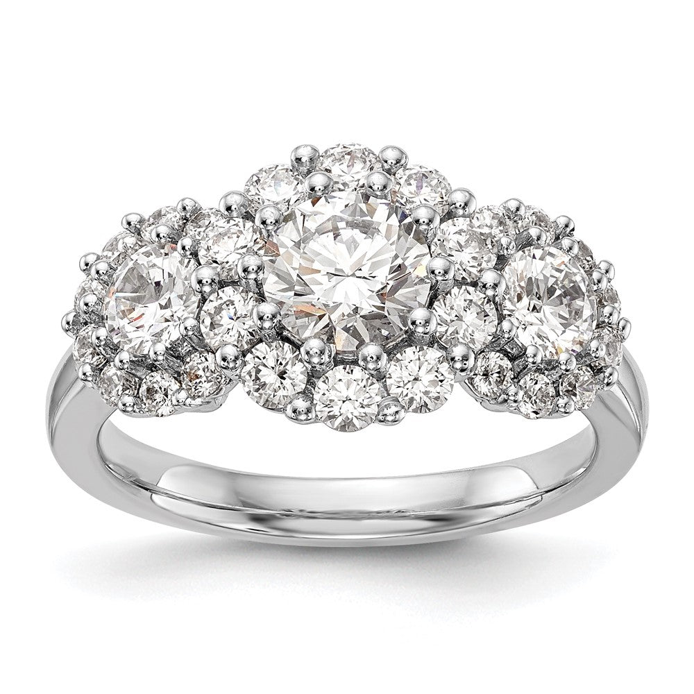 14K Weißgold Verlobungsring mit 3 simulierten Diamanten